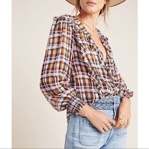 Anthropologie Maeve Laila plaid blouse 10